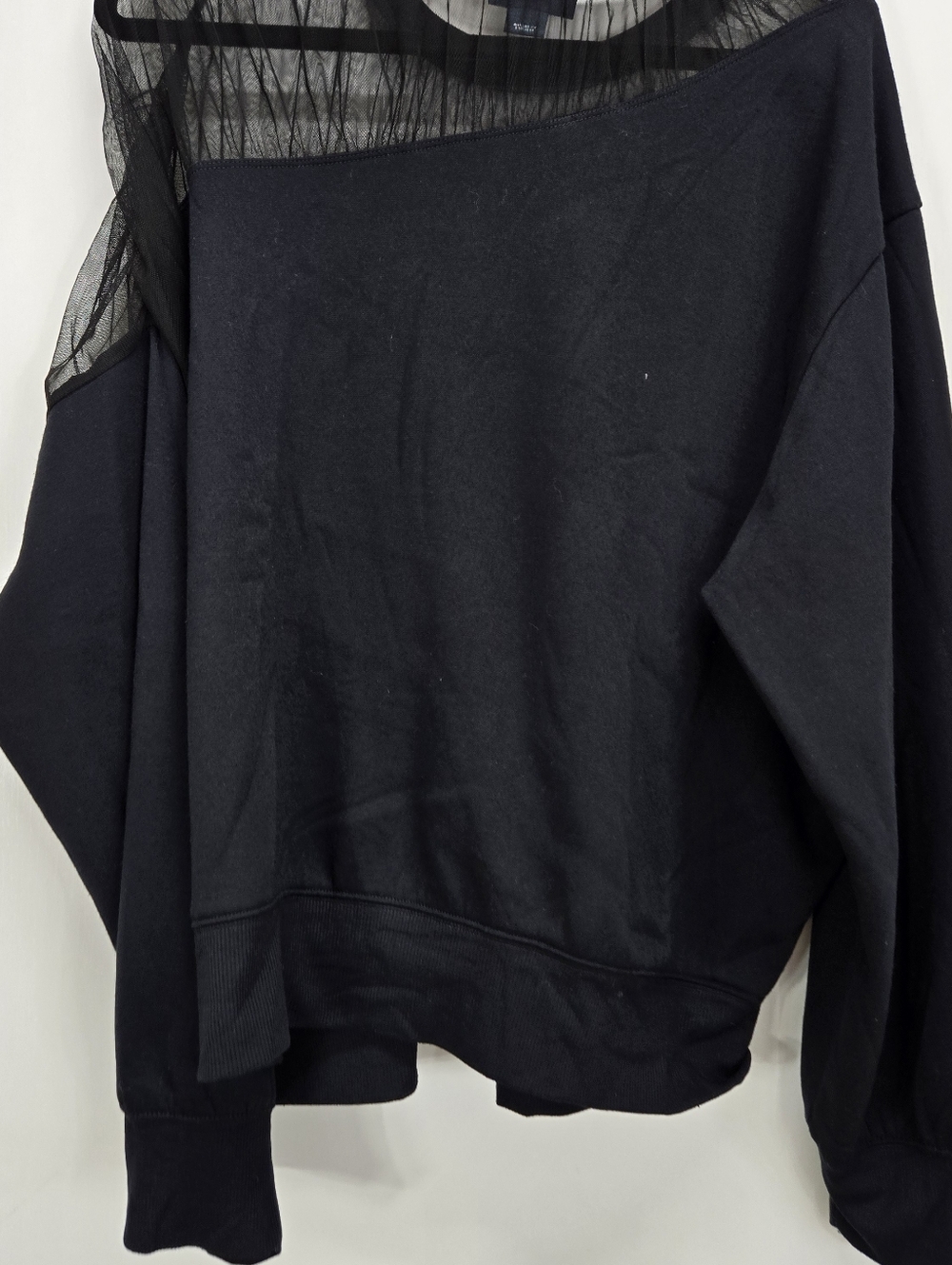 Anthropologie Maeve 2X Sheer-Shoulder Pullover Knit Top Black Goth Evening Chic - Picture 4 of 10